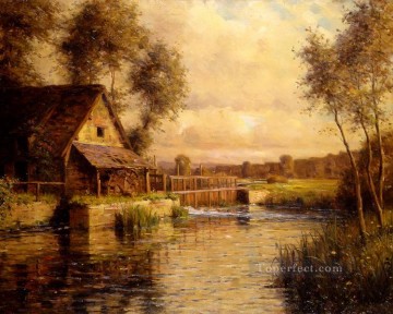Louis Aston Knight Painting - old mill in normandy Louis Aston Knight